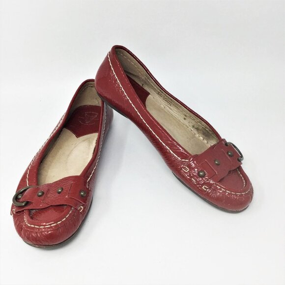 FRYE RED MOCCASINS LOAFER FLATS LEATHER 8M - Picture 1 of 15
